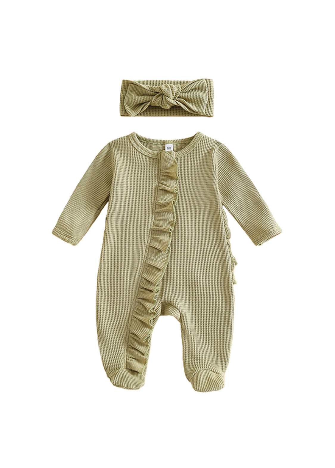 Baby Girl Cute Ruffled Romper With Headband