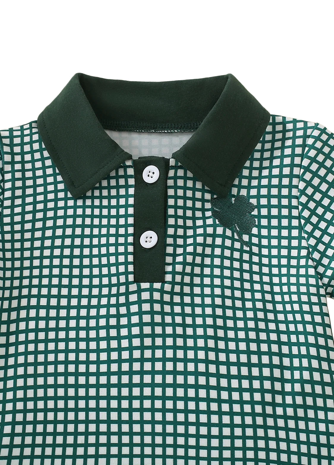 Boy St. Patrick's Day Plaid Print Short-sleeved Polo And Shorts Set