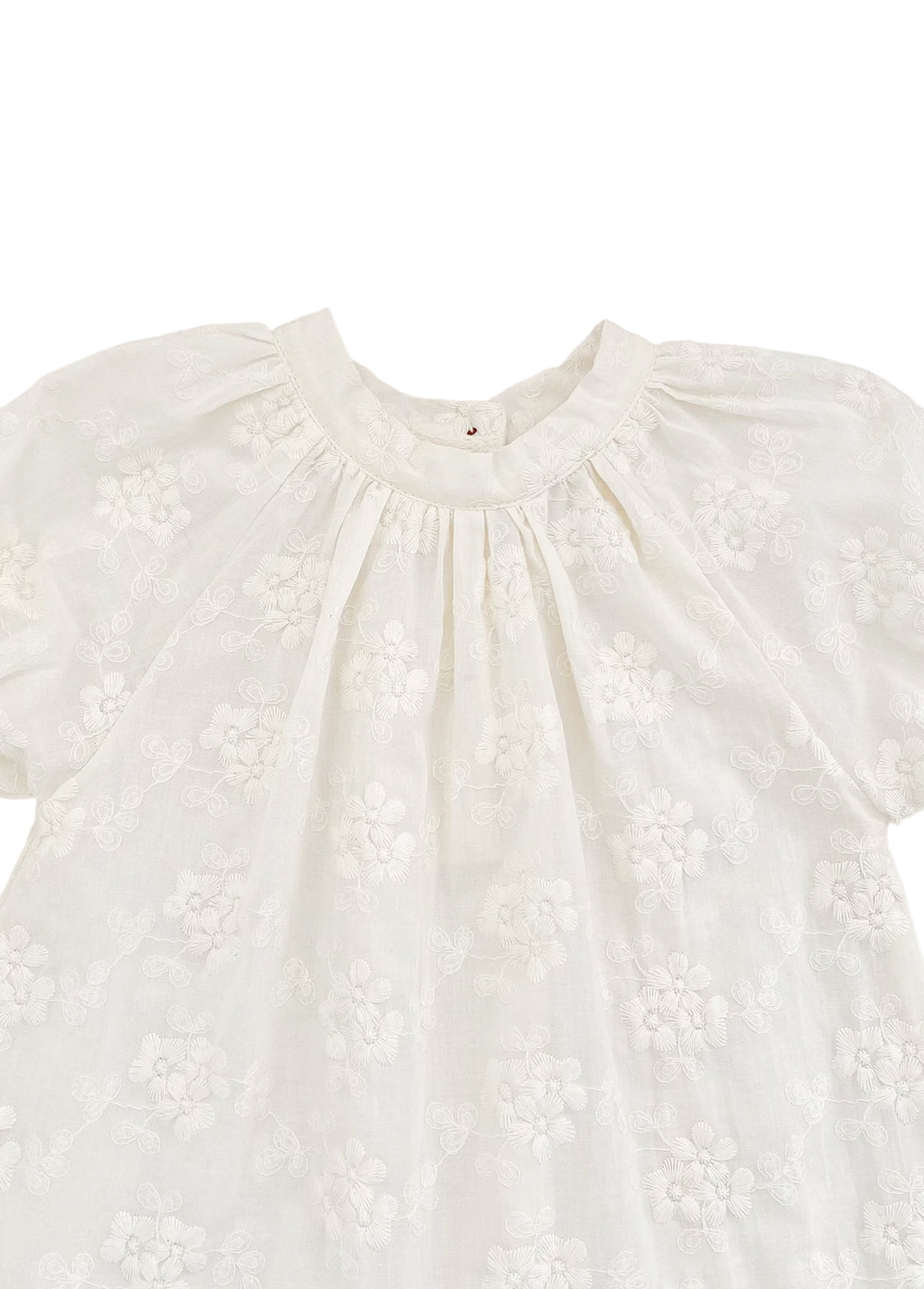 Girls Sweet Retro Three-dimensional Floral Embroidered Puff Sleeve Dress