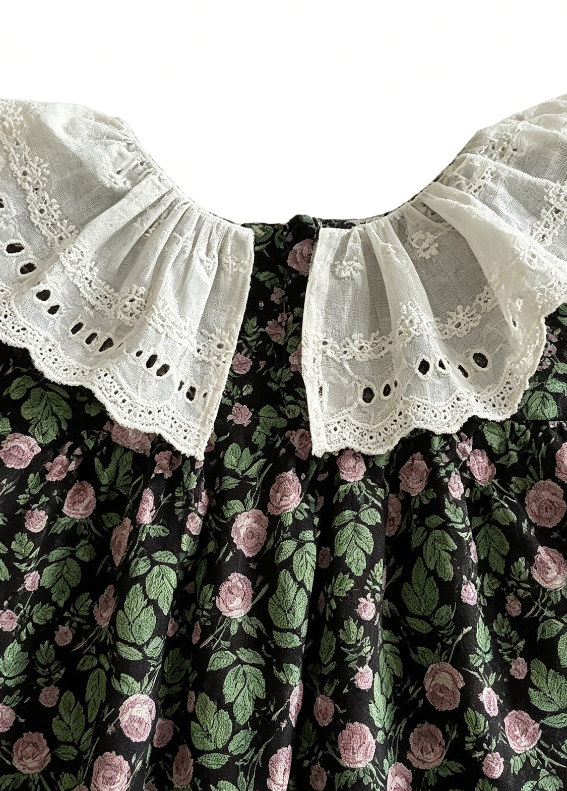 Girls Sweet Floral Dollar Collar Dress With Headband
