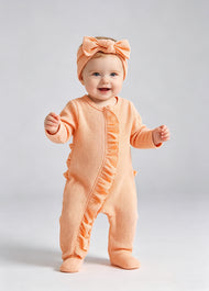 Baby Girl Cute Ruffled Romper With Headband