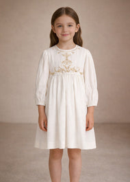 Girls Elegant Embroidered Long-sleeved Princess Dress