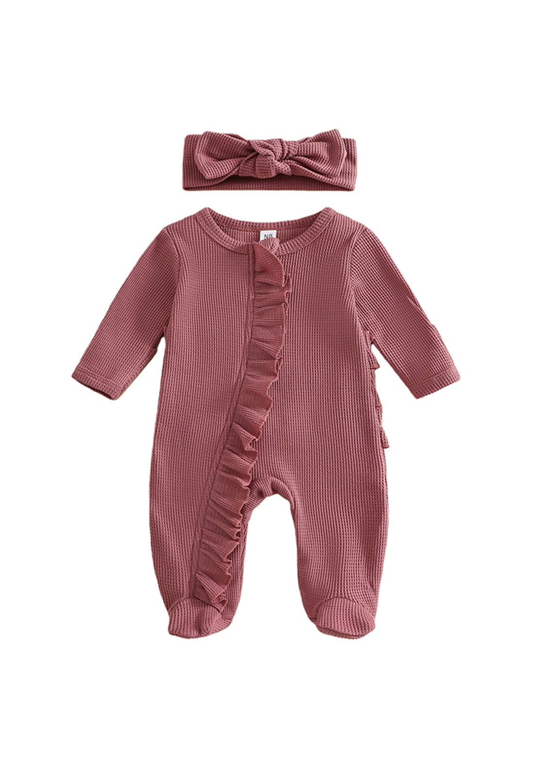 Baby Girl Cute Ruffled Romper With Headband