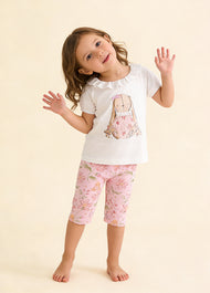 Girls Cotton Bunny Floral Two-Piece Set