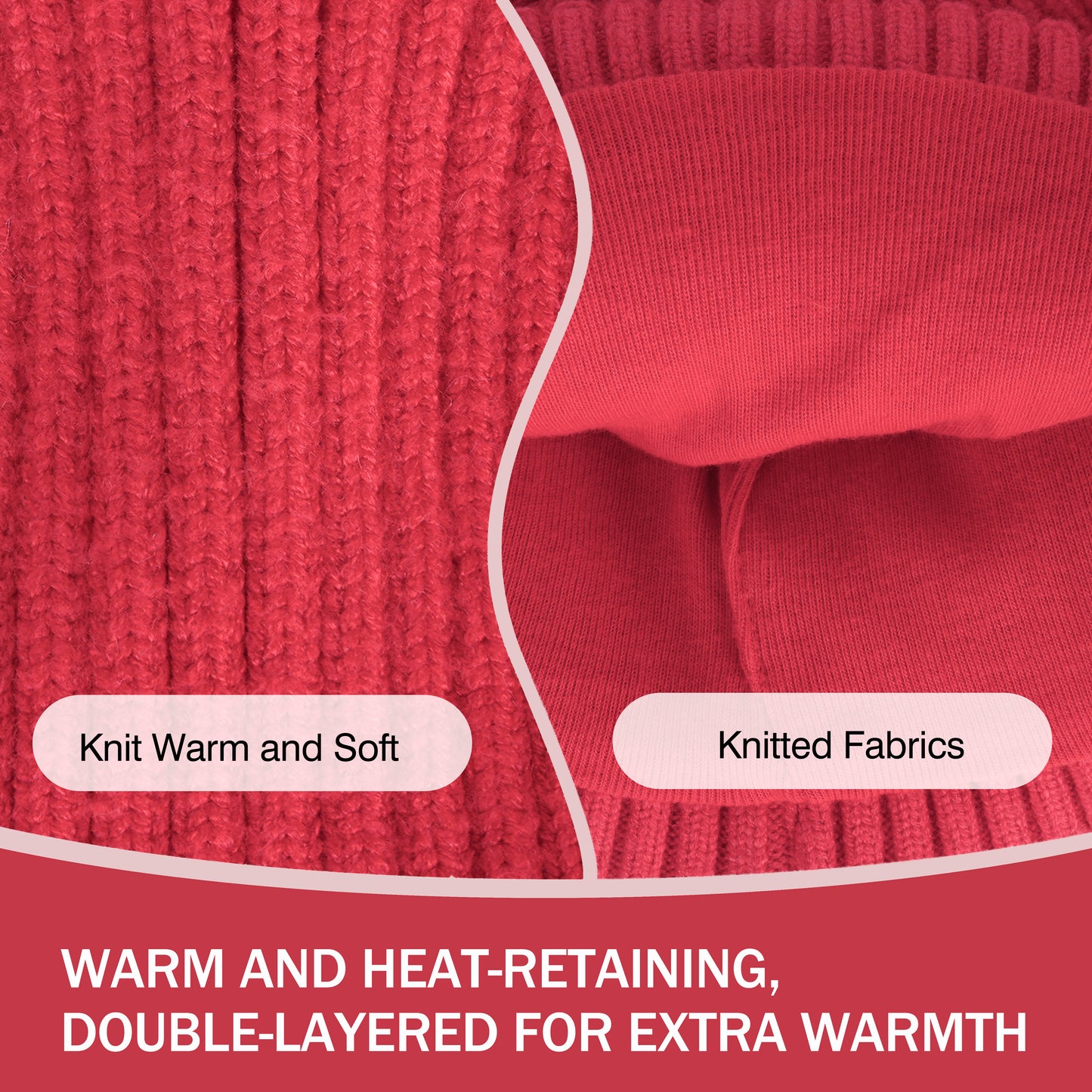 Kids Winter Christmas Beanie Hat-Red