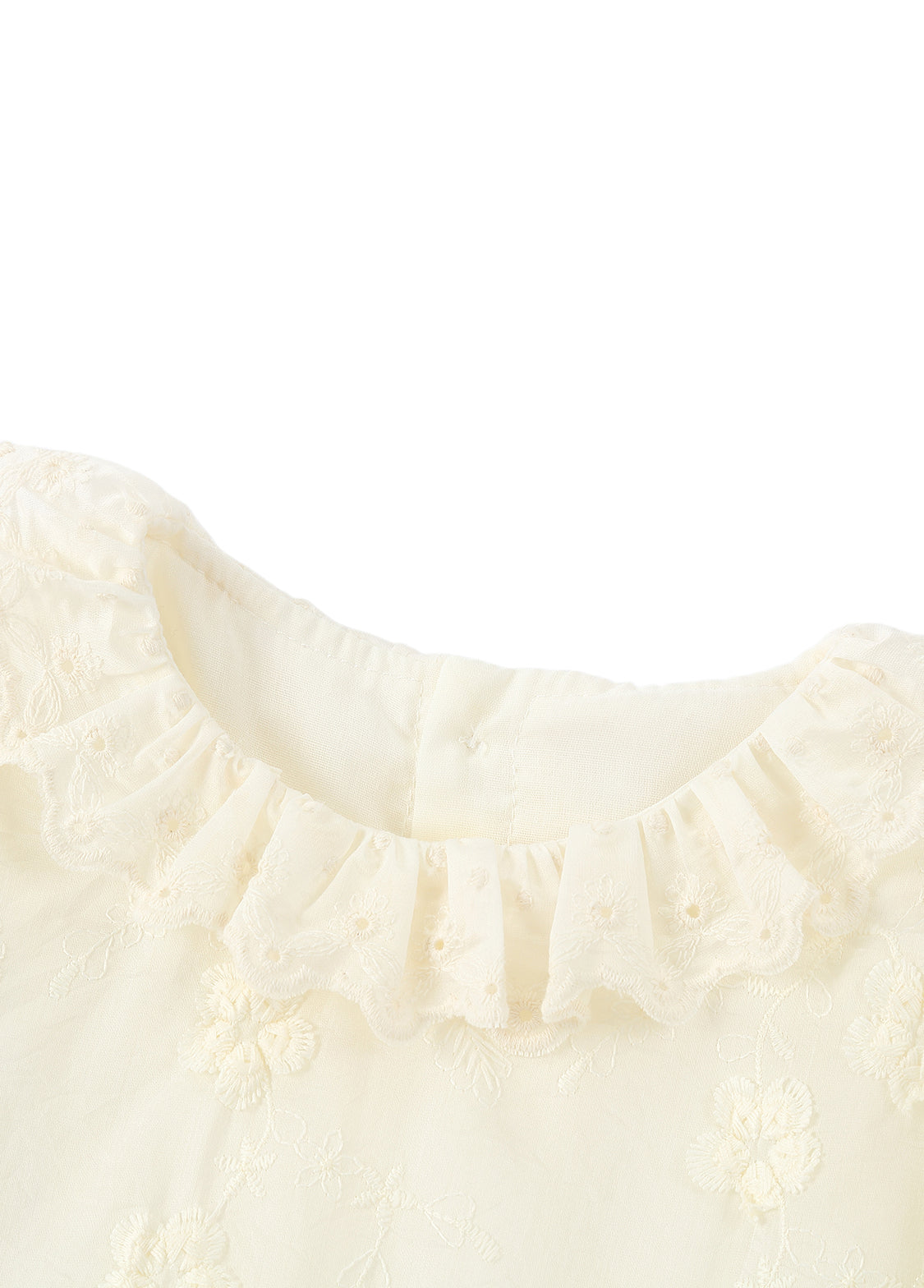 Girls' Lightweight Two-Piece Set: Top with Flutter Sleeves and Openwork Floral Design, and Trousers