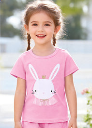 Girls Cotton Bunny Graphic T-Shirt