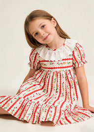 Girls Cotton Lace Rabbit & Carrot Print Dress