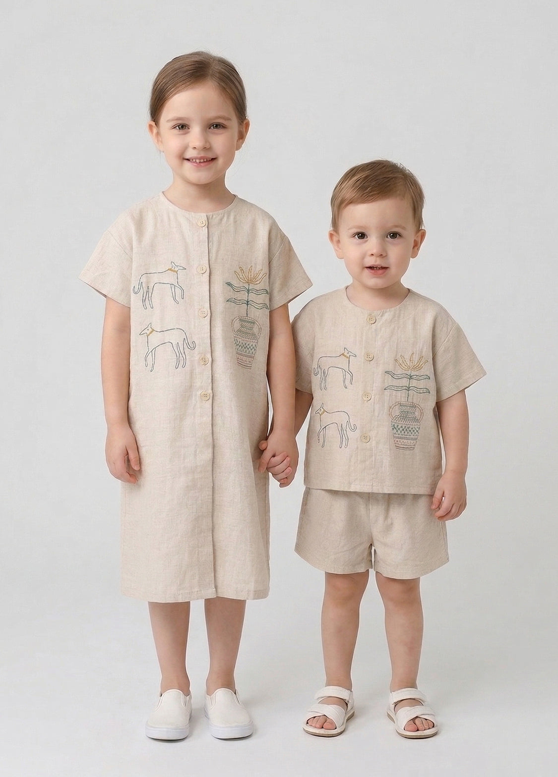 Girls' Lightweight Pure Cotton Retro Summer Dress