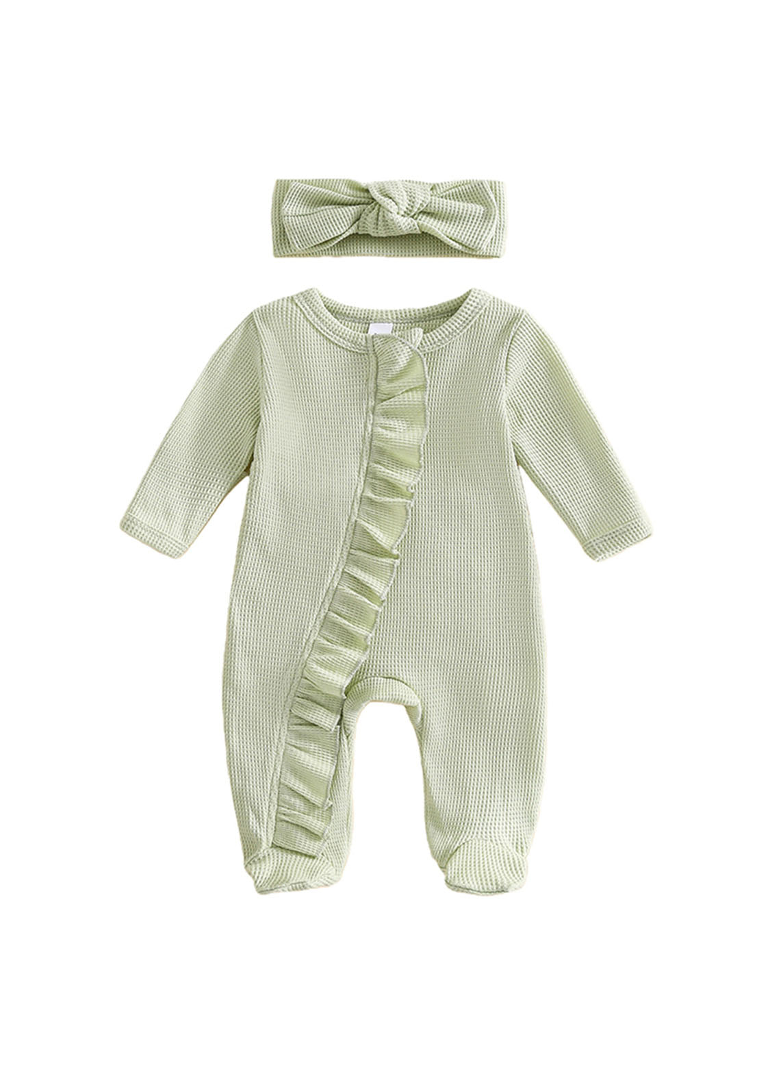 Baby Girl Cute Ruffled Romper With Headband
