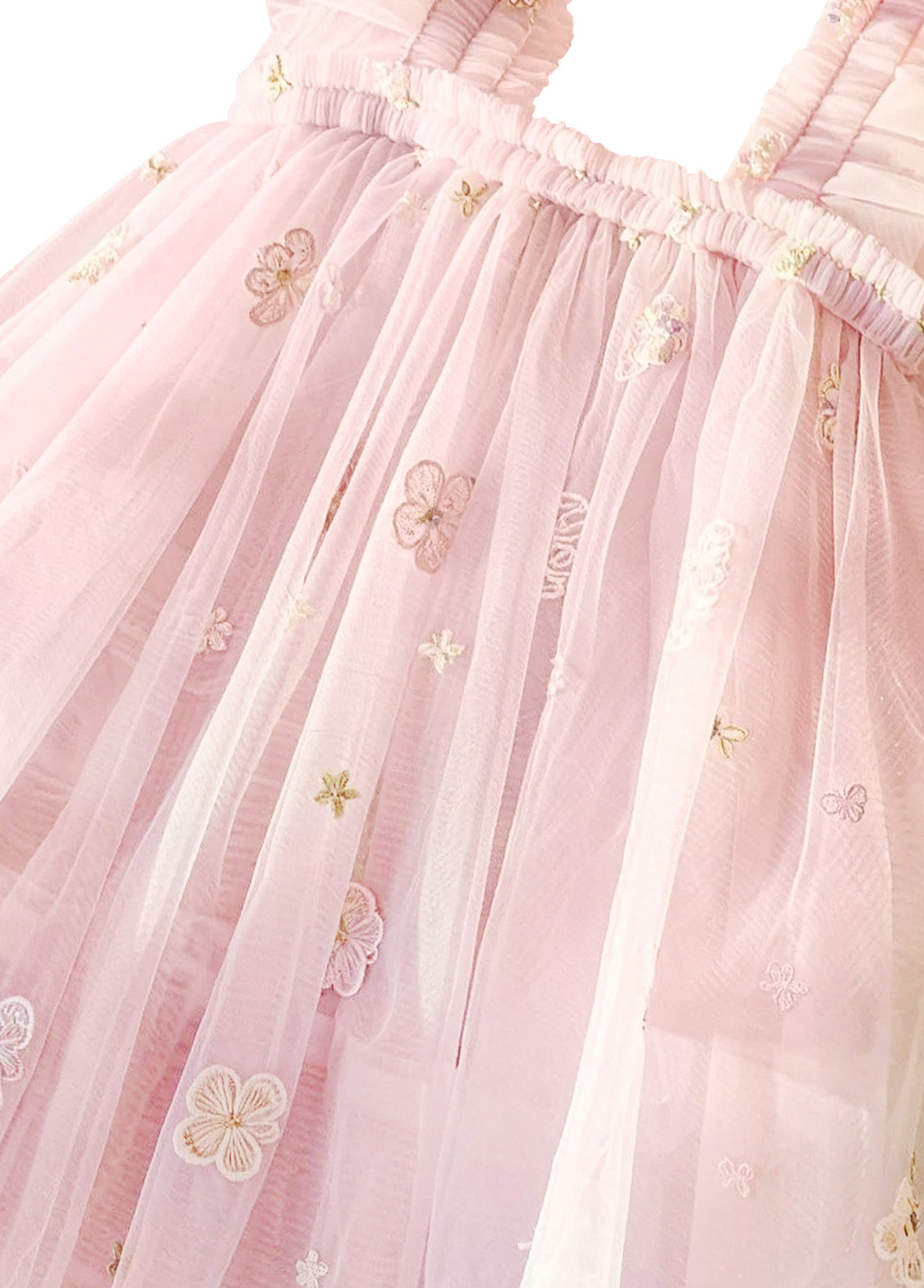 Girls' Butterfly-Embroidered Spaghetti-Strap Princess Dress