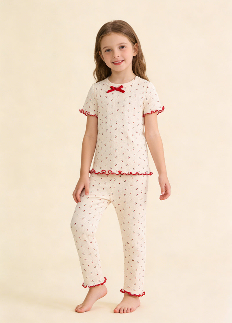 Baby Girl's Pure Cotton Short-Sleeve Loungewear Set