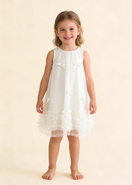 Girl Sleeveless Tulle Bow Dress