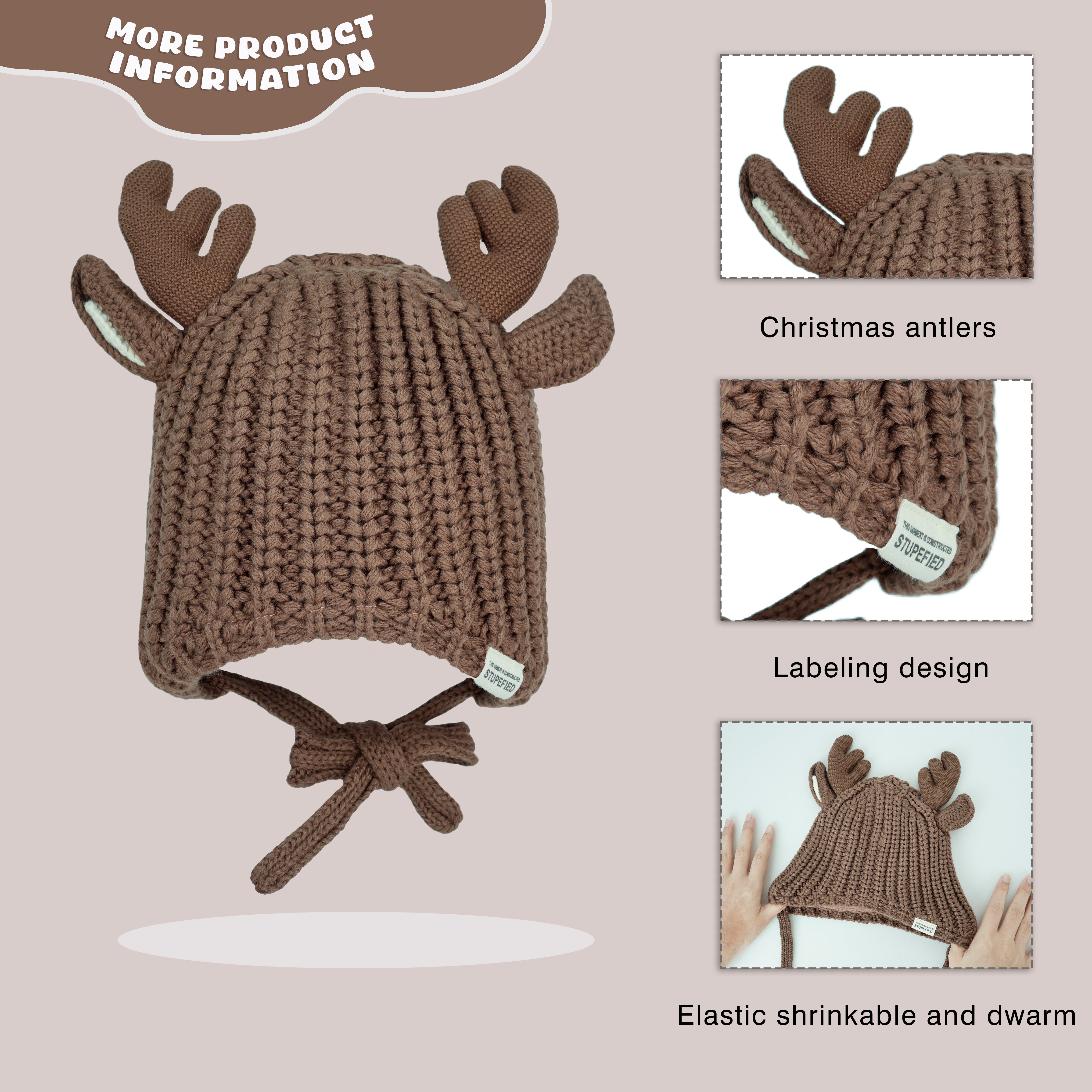 Deer Antler Knit Winter Hat for Toddlers