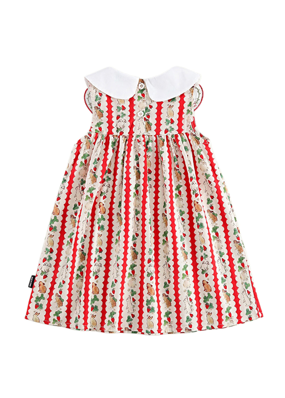 Girls Cute Bunny Carrot Print Petal Collar Dress