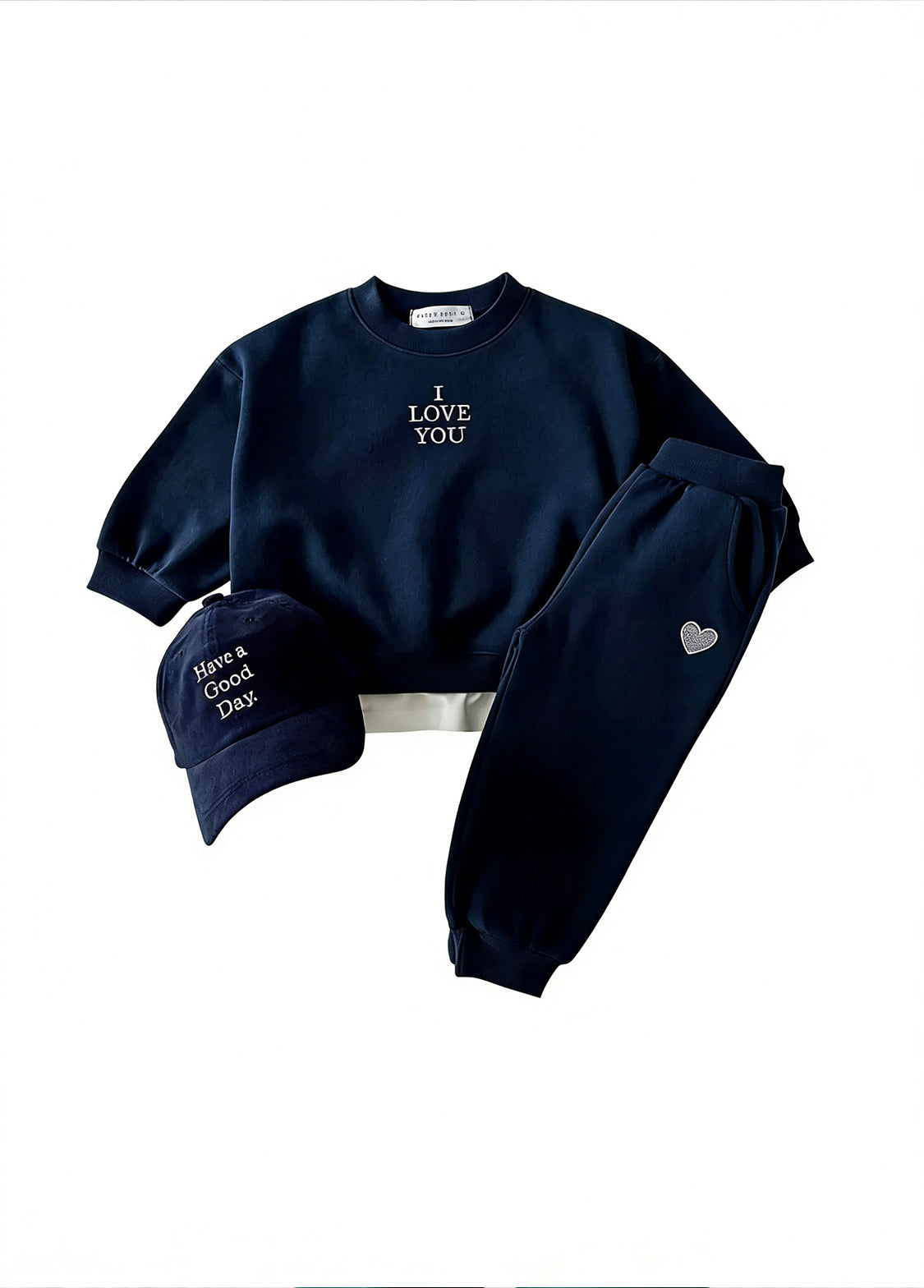 Kids Casual Sports Letter Embroidered Sweatshirt Set