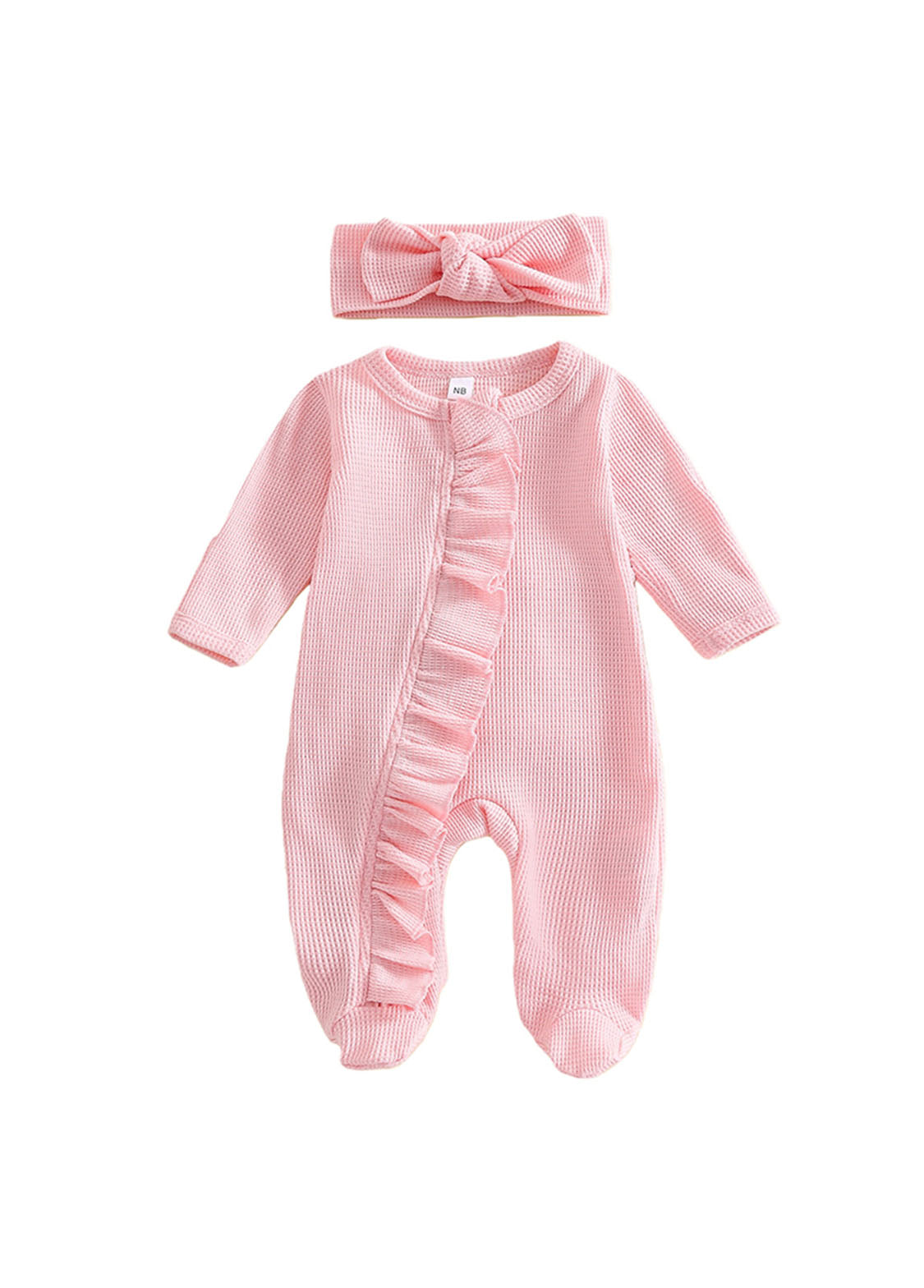 Baby Girl Cute Ruffled Romper With Headband
