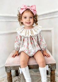Baby Girls Retro Floral Dollar Collar Romper