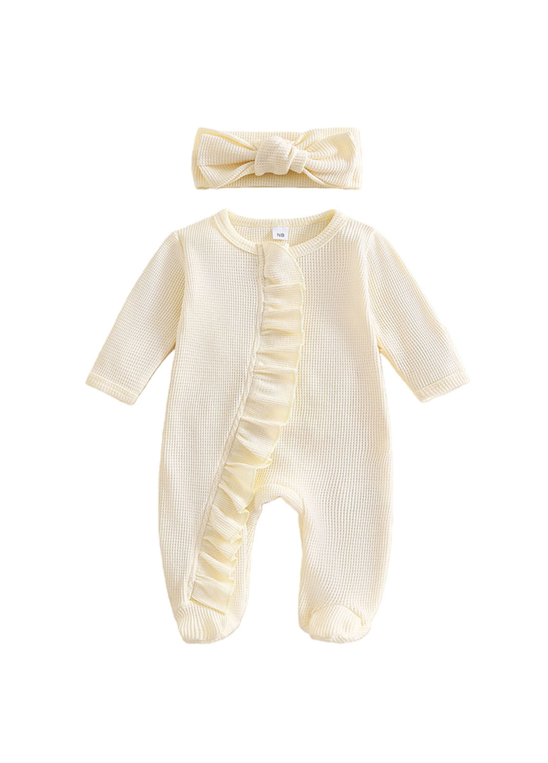 Baby Girl Cute Ruffled Romper With Headband