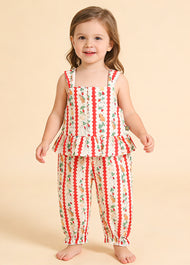 Girls Bunny Print Cotton Two-Piece Outfit