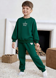 Kids Casual Sports Letter Embroidered Sweatshirt Set