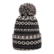 Fair Isle Pom Pom Knit Beanie Hat