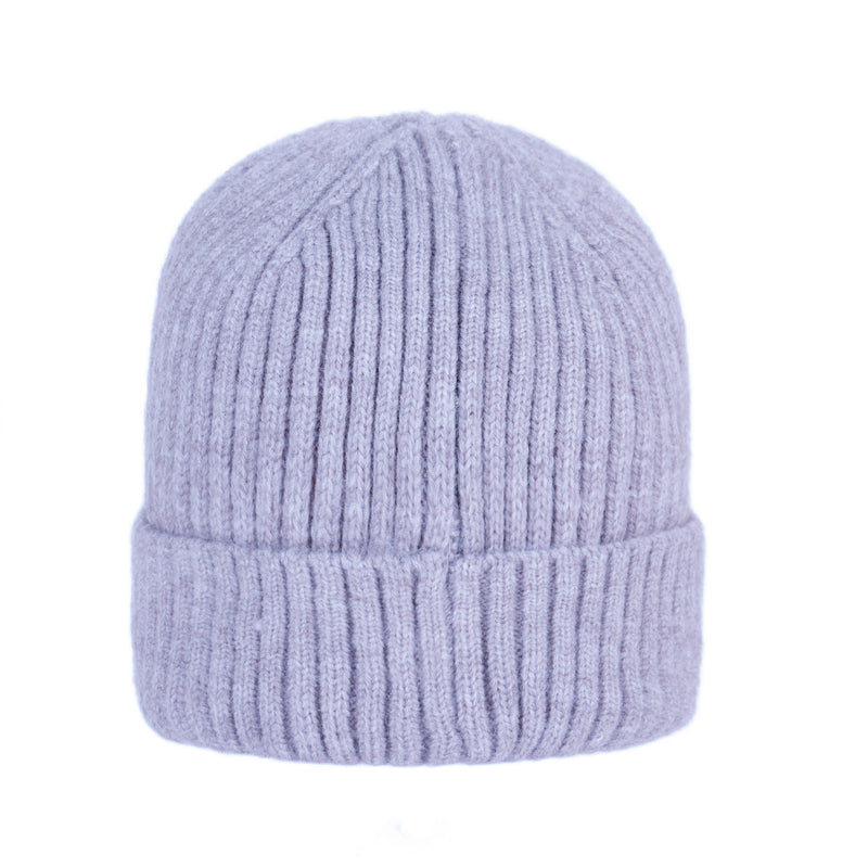 Ribbed Knit Beanie with Logo Patch