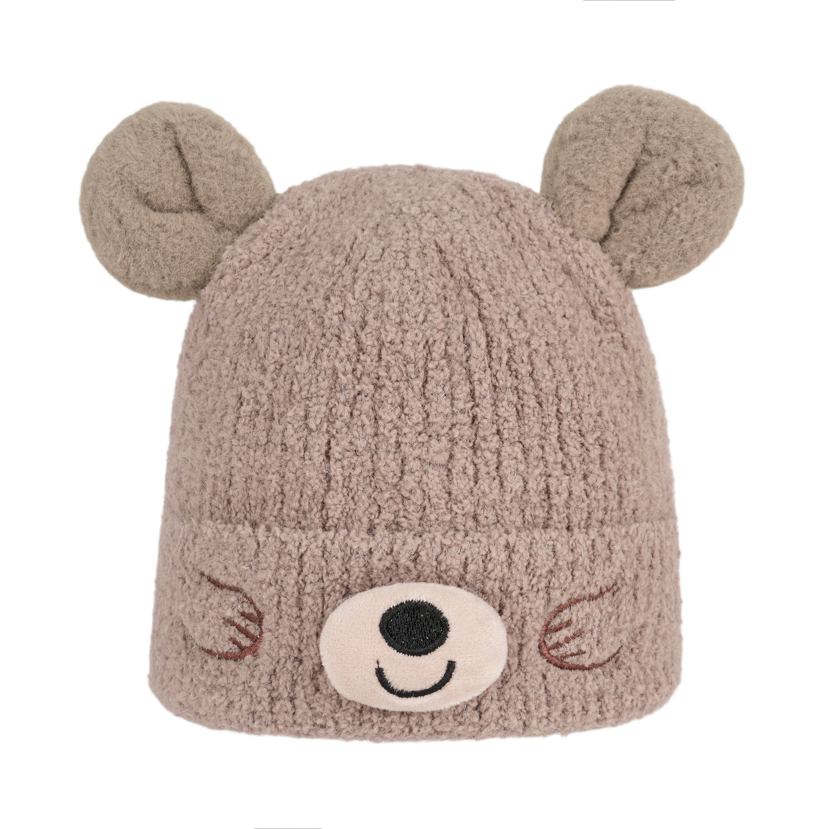 Plush Bear Ear Fleece Beanie Hat