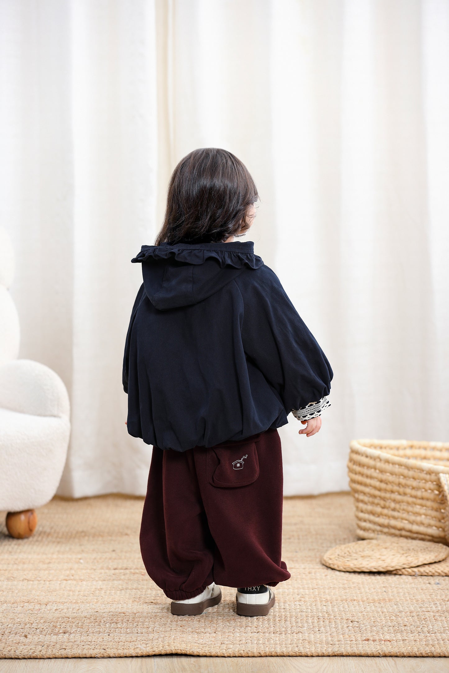 Lace Cuffs Hooded Girls Jacket