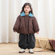 Girls Contrast Collar Puffer Jacket