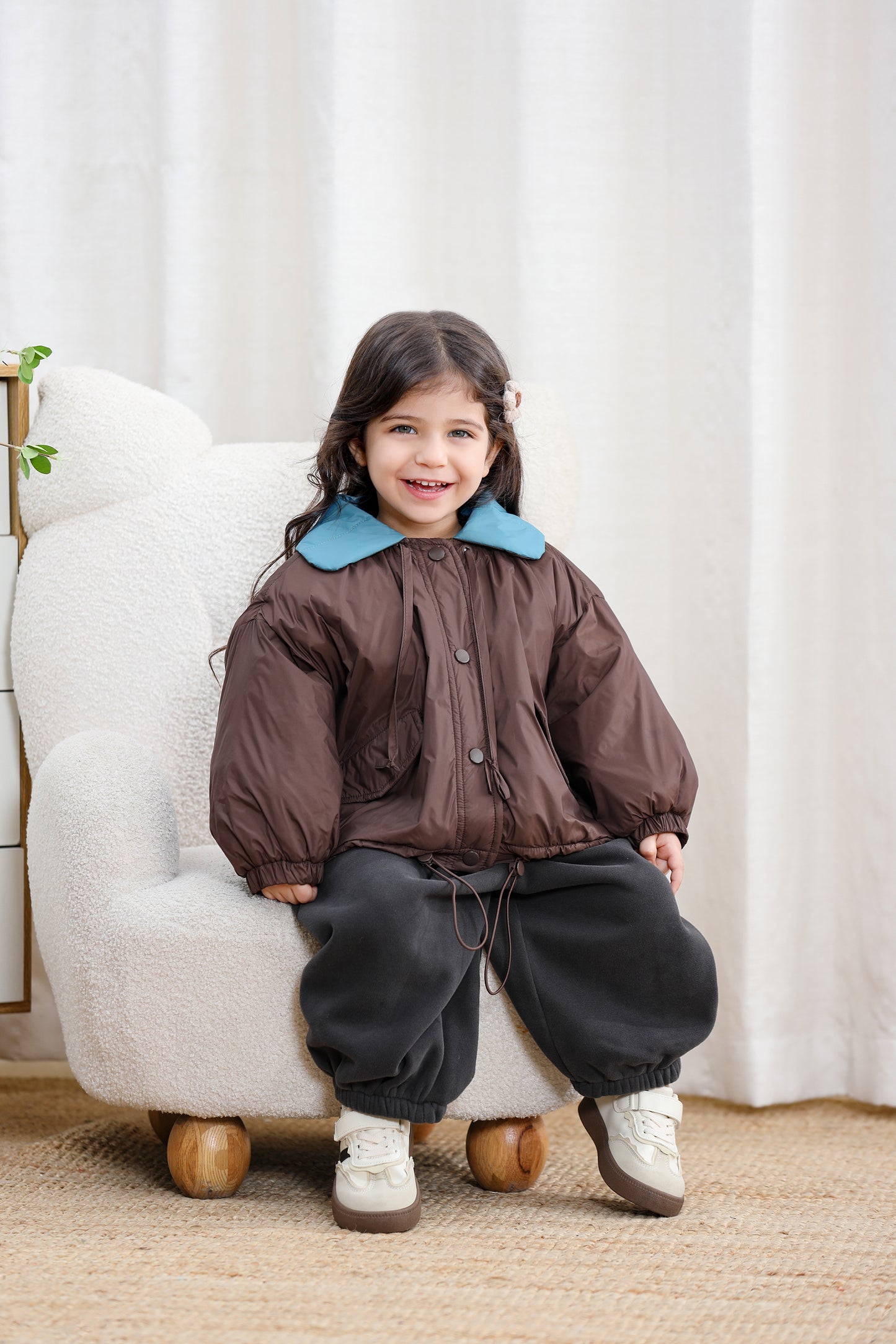 Kids Autumn Oversized Jacket-Brown