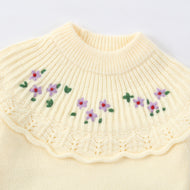 Girls Floral Ruffle Knit Sweater