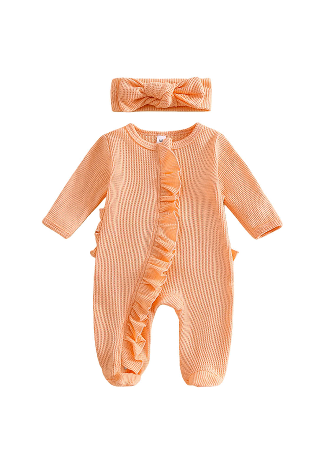 Baby Girl Cute Ruffled Romper With Headband