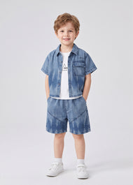 Boys Denim & Cotton Three-Piece Set