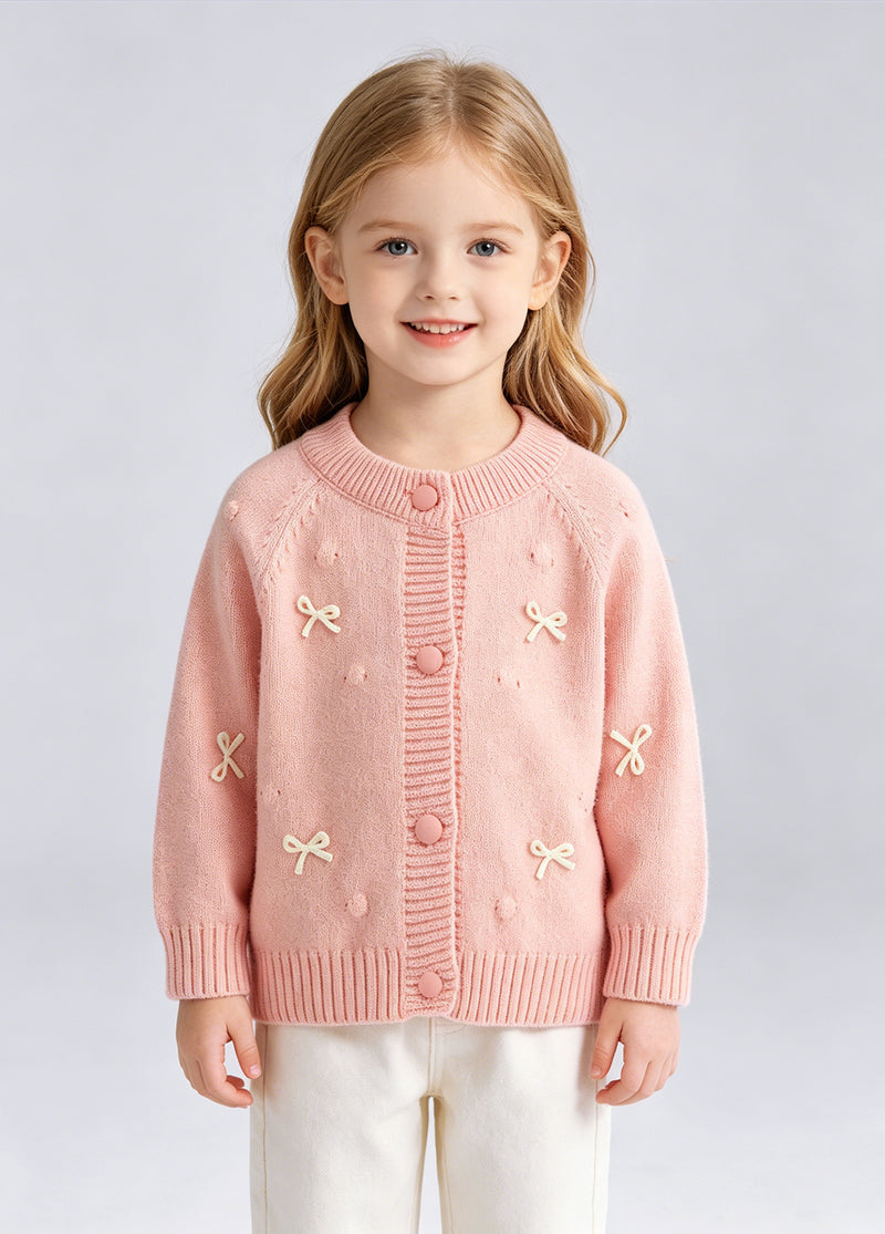 Girls Bow Knit Cardigan Sweater