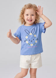 Girls Casual Cotton Daisy Bunny T-Shirt