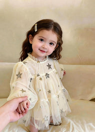 Girls Sweet Sequined Embroidered Tulle Princess Dress