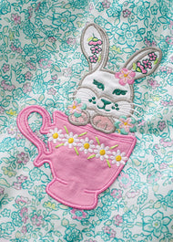 Girls Easter Bunny Floral Short Sleeve Dress