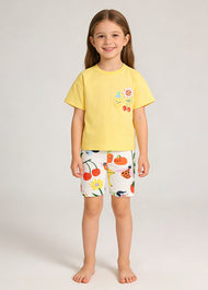 Girls Fruit Print Cotton Two-Piece Set