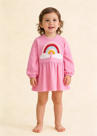Girls Cute Rainbow Embroidered Long-sleeved T-shirt
