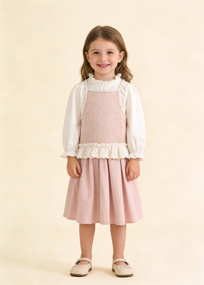 Girls Cotton Two-Piece Skirt Set