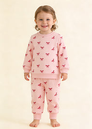 Girls Cute Bow print Sweatshirt Set