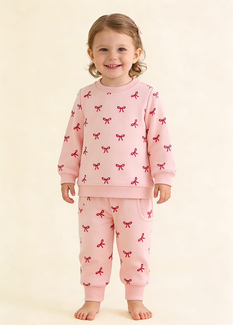 Girls Cute Bow print Sweatshirt Set