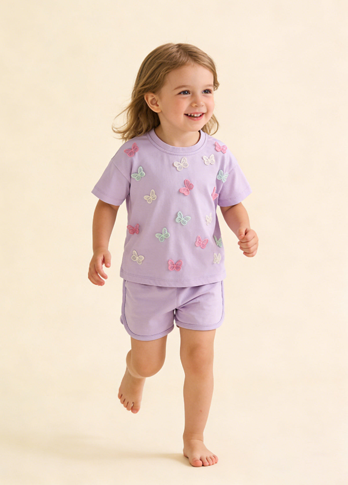 Girls Cute 3D Butterfly Embroidered Short-sleeved T-shirt