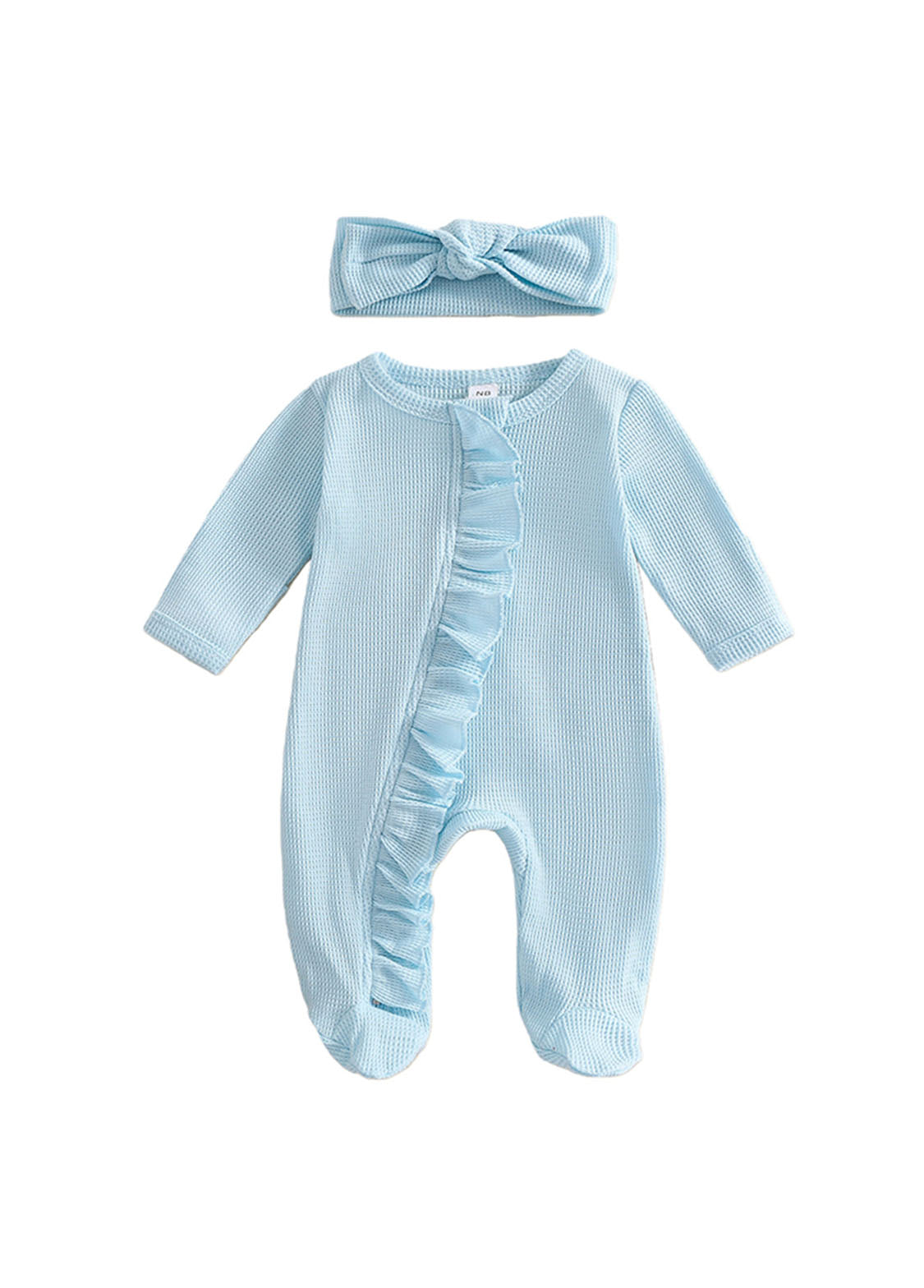 Baby Girl Cute Ruffled Romper With Headband