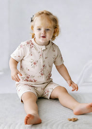3-Piece Baby Girl Cotton Cute Floral Print Short-Sleeve Romper