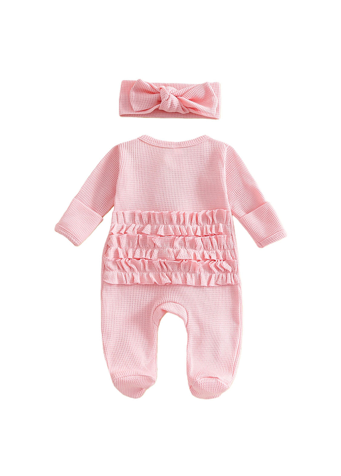 Baby Girl Cute Ruffled Romper With Headband