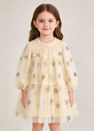 Girls Sweet Sequined Embroidered Tulle Princess Dress