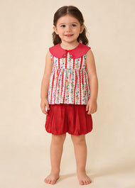 Girls Printed Sleeveless Polyester Two-Piece Set