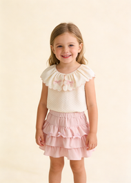 Girls Cotton Bow Two-Piece Set